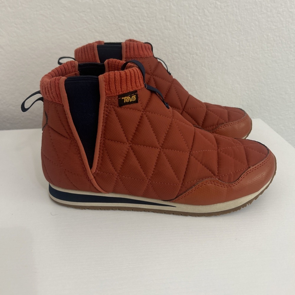Teva Ember Mid Burnt Orange Quilted Slip-On Boots Warm Camping Womens Size 8 - Picture 2 of 10